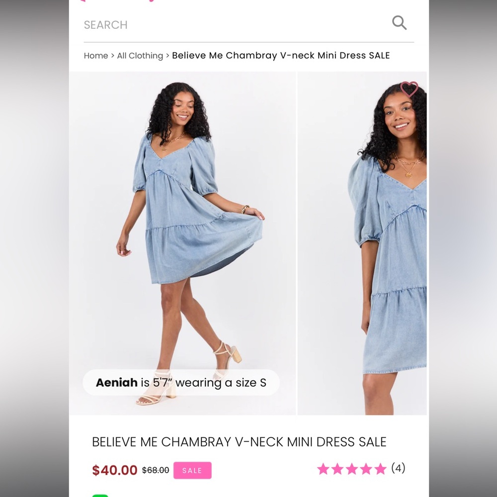 Pink Lily Light Blue V-Neck Mini Dress